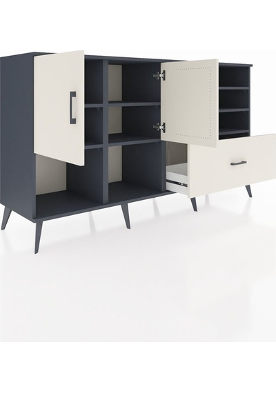 Kronos Konsol 7 Raflı Tek Çekmeceli 2 Kapaklı 176x59x99 Antrasit-aytaşı Aytası - Antrasıt Kronos Konsol 7 Raflı Tek Çekmeceli 2 Kapaklı 176x59x99 Antrasit-aytaşı Aytası - Antrasıt