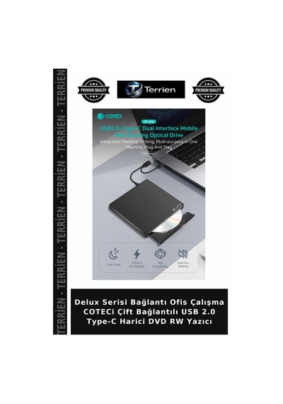 Delux Serisi Bağlantı Ofis Çalışma Coteci Çift Bağlantılı Usb 2.0 Type-c Harici Dvd Rw Yazıcı