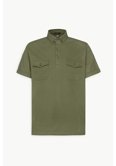Erkek Hakı Slim Fit Dar Kesim %100 Pamuk Polo Yaka Tişört Haki