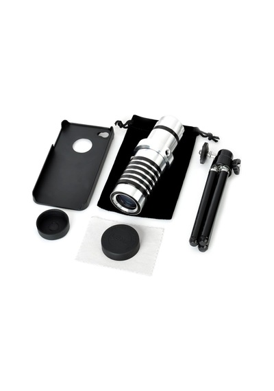 Iphone 5 5s - Iphone 4 4s Için Alüminyum 14x Optik Zoom Yakından Görüntü Çekme Dürbün Siyah