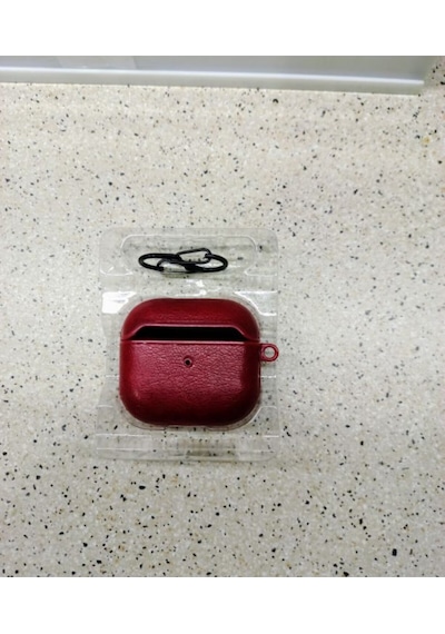 Deri Apple Uyumlu AirPods Pro 1/2 Kılıf Modelleri Kırmızı