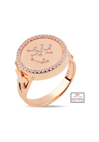 Kuyumcudukkanı Zirkontaşlı"yay Burcu"yüzük-10433-r-sagıt Rose Gold