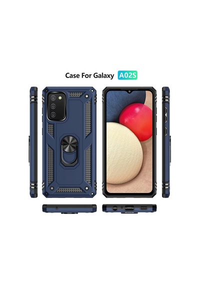 Samsung Samsung Uyumlu Galaxy A02s Kılıf Sofya Yüzüklü Silikon Kapak - Lacivert