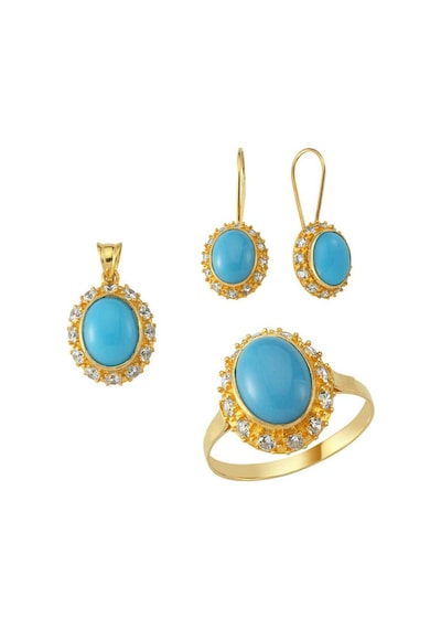Firuze Taşlı Üçlü Set 8.90 Gram 14 Ayar Altın