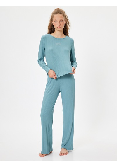 Koton Modal Kumaş Pijama Altı Düz Paça Dokulu Standart Bel Rahat Kalıp Mavi 5wlk40029mk Mavi Koton Modal Kumaş Pijama Altı Düz Paça Dokulu Standart Bel Rahat Kalıp Mavi 5wlk40029mk Mavi