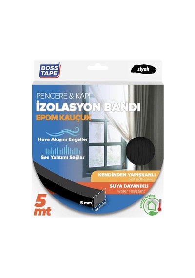 Epdm Kauçuk Pencere Kapi Izolasyon Bandi, 5mm X 15mm X 5mt Boyut, Siyah 0.05 M