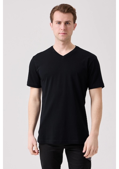Galanthus V Yaka T-shirt - Nefes Alabilir, Rahat Ve Sade Tasarım Siyah