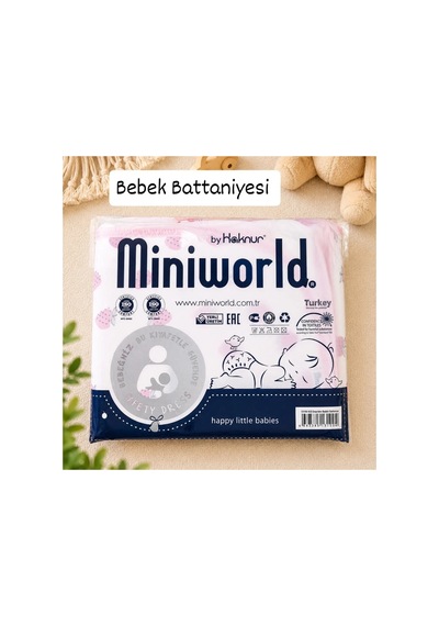 Miniworld 1x1 Metre %70 Pamuk Bebek Battaniyesi 100x100 Cm Yumuşak Nefes Alan Emprime Baskı Desenli Yenidoğan Bebek Örtüsü Pembe Pembe