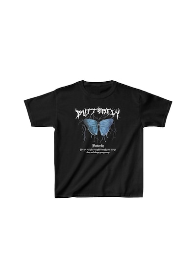 Çocuk Kız Baskılı T-shirt - Siyah