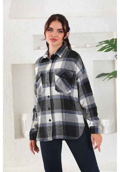 Polologin Butik Lacivert Spor Kesim Kışlık Oduncu Gömlek Lacivert