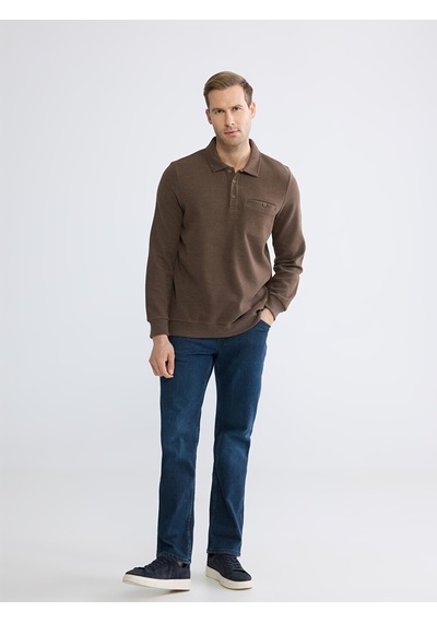 Lcwaıkıkı Classic Kahverengi Polo Yaka Erkek Sweatshirt