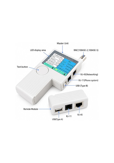 Profesyonel 4 İn 1 Rj45 Rj11 Usb Bnc Kablo Test Cihazı