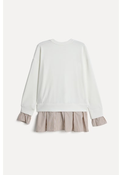Mudo Kadın Kadın Ekru Gömlek Detaylı Bisiklet Yaka Sweatshirt 1272000