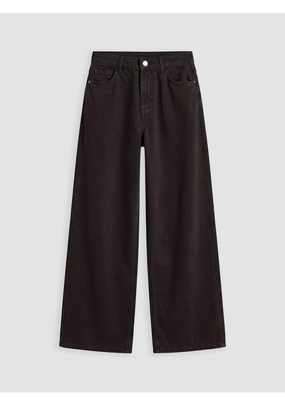 Lcw Jeans Kahverengi Yüksek Bel Wideleg Kadın Jean Pantolon