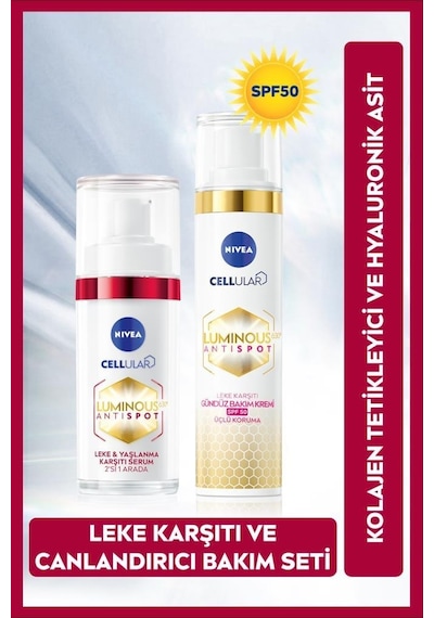 Nivea Luminous630 Kolajen Tetikleyici Leke ve  Serum 30 ML + Leke  Gündüz Bakım Kremi SPF50 50 ML