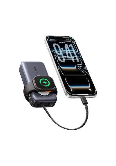 Ugreen 10.000 Mah 30w Magsafe Kablosuz Hızlı Şarj Powerbank, Apple Uyumlu Watch Şarj Destekli 5w , 55434b Gri