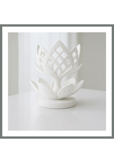 Bezos 3d Baskı Lotus Çiçeği Mumluk - Dekoratif Tealight Mumluk-beyaz Mmbz