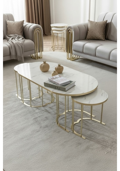 Usta Mekan Lotus Gold Marmo Lak Panel 2+1 Orta Sehpa Krem Usta Mekan Lotus Gold Marmo Lak Panel 2+1 Orta Sehpa Krem