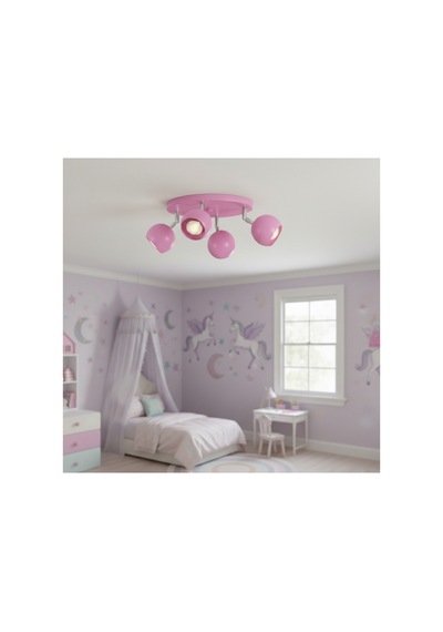 Gu10 Duy 4 Lü Küre Şeker Pembe Bebek Odası Led Spot Avize Os Ram Tasarruflu Ampül Çocuk Odası Avize Siyah