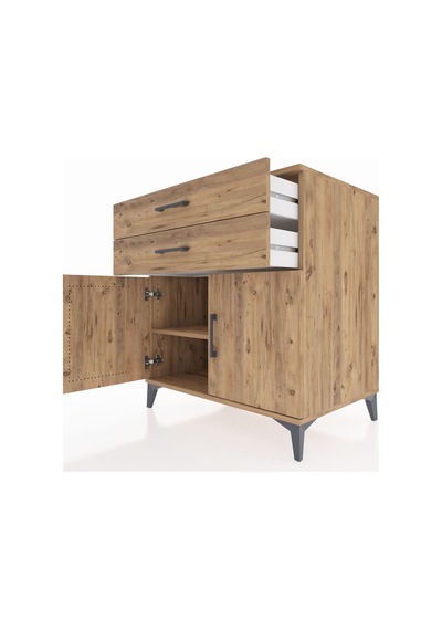 Kronos Şifonyer Tek Raflı 2 Çekmeceli 2 Kapaklı 88x59x96 Çam-çam Çam