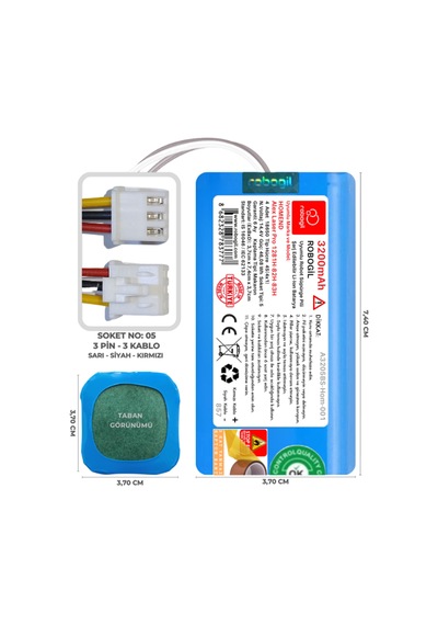 Homend Alex Laser Pro 1281h-82h-83h 3200mah Uyumlu Robot Süpürge Pili A3205bs-hom-001