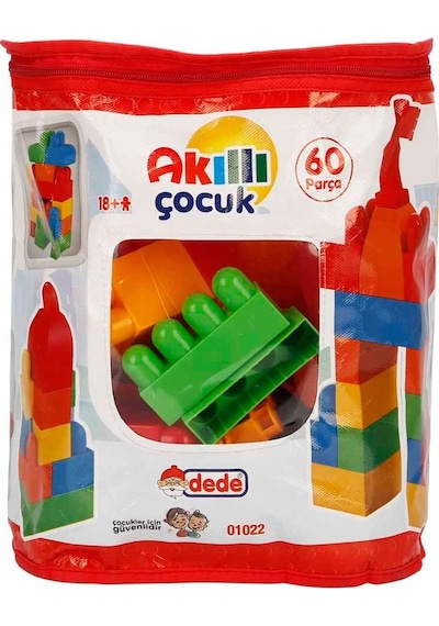 Akıllı Çocuk Renkli Bloklar 60 Parça Eğitici Ve Taşınabilir Yapı Oyuncağı