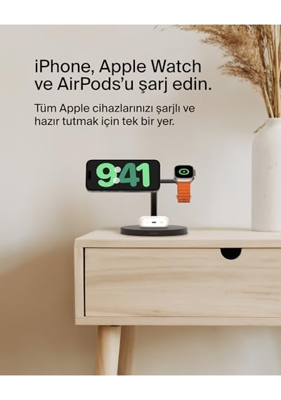Tr'ü 1 Arada Qi2 Şarj Cihazı Magsafe Uyumlu Kablosuz Şarj Istasyonu 16 Serisi Kaymaz Tabanlı Airpods Için Qi2 Kabl