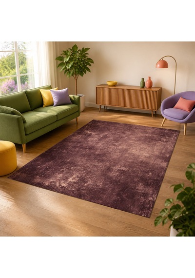 Kartela Halı Grunge Halı Kaymaz Taban Makinede Yıkanabilir Halı Gül Kurusu - 60 X 90 Cm