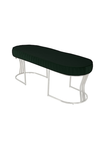 Viego Silver Striped- Yeşil Kapitoneli Chester Model Puf & Bench & Koltuk & Uzun Makyaj Puff & Yatak Ucu &önü
