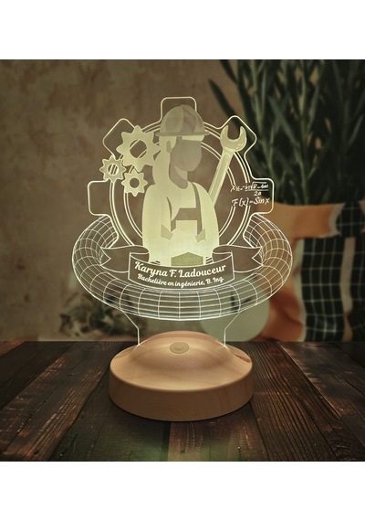 3D Makine Mühendisi Hediyesi Kişiye Özel 3 Boyutlu Led Lamba