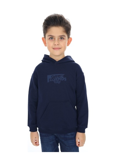 Toontoy Kids Toontoy Erkek Çocuk Relax Fit Kapüşonlu Cepli Düşük Omuz Baskılı Sweatshirt - 2 İplik Lacivert Toontoy Kids Toontoy Erkek Çocuk Relax Fit Kapüşonlu Cepli Düşük Omuz Baskılı Sweatshirt - 2 İplik Lacivert