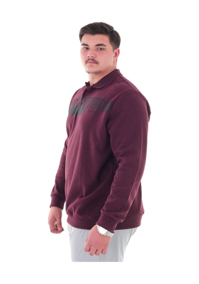 Erkek Battal Beden 158 Kiloya Kadar Uygun Bedenli Geniş Kalıp Baskılı Polo Yaka Selanik Sweat Bordo Erkek Battal Beden 158 Kiloya Kadar Uygun Bedenli Geniş Kalıp Baskılı Polo Yaka Selanik Sweat Bordo