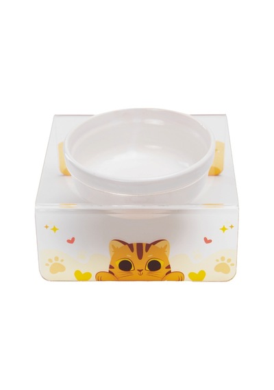 Petmagic Akrilik Beyaz Seramik Tekli Evcil Hayvan Kedi Ve Mini Irk Köpek Mama Kabı-şeffaf Cat