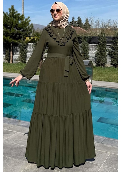 Rabia Şamlı Jale Elbise Haki Normal