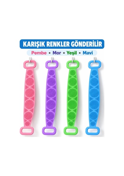 Silikon Sırt Kesesi 70 Cm Uzun Saplı, Vücut Duş Ve Banyo Kesesi, Esnek Çift Taraflı Vücut Temizleme Fırçası, Karışık Renk