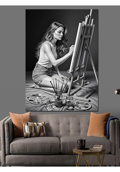 Ahşap Tablo Resim Yapan Ressam Kız