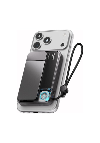 Sharge Icemag 3 Soğutucu Fanlı Standlı 10000 Mah Qi2 25w Magsafe Uyumlu Şeffaf Powerbank, Dahili Kablolu Hızlı Şarj Cihazı Siyah