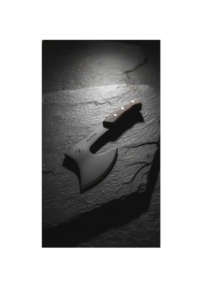 Dayanıklı 4mm Karbon Çelik Kamp Av Baltası - 29cm Ahşap Saplı Açık Sarı - Altın