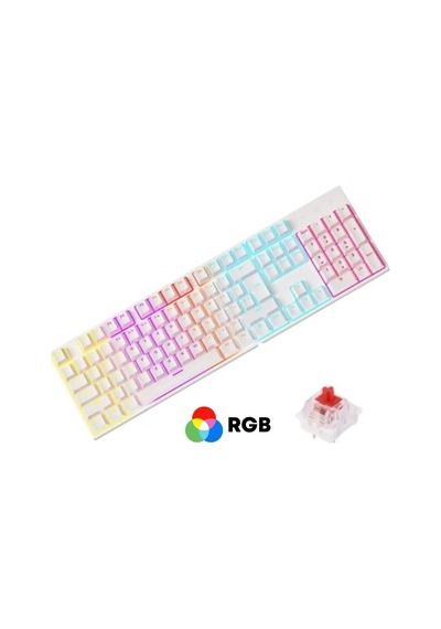 Miaxtreme Beyaz Rgb Kırmızı Switch Q Gaming Tam Mekanik Kablolu Oyuncu Klavyesi Bkb4