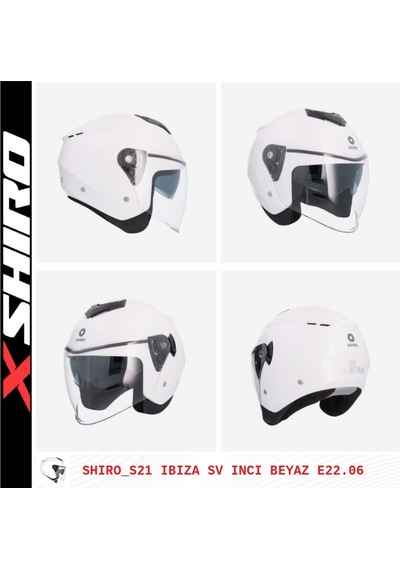 Shiro Jet&Ofc Ibiza M.C Sv Motosiklet Kaskı İnci Beyazı