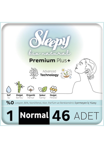 Sleepy Bio Natural Premium Plus Hijyenik Ped Mega Paket Normal 46x5 230 Adet