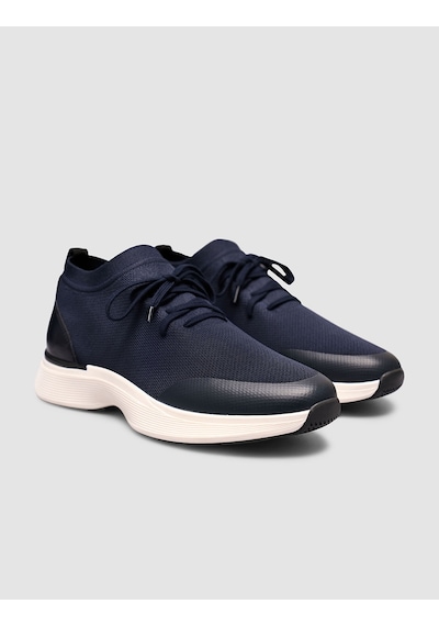Cabani Lacivert Triko & Hakiki Dana Deri Erkek Sneaker Lacivert
