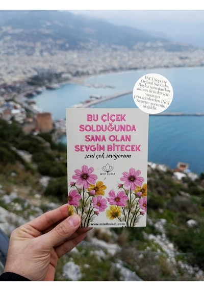 Mini Buket Aynasız Yazılı Love Flowers Çiçek Buketi