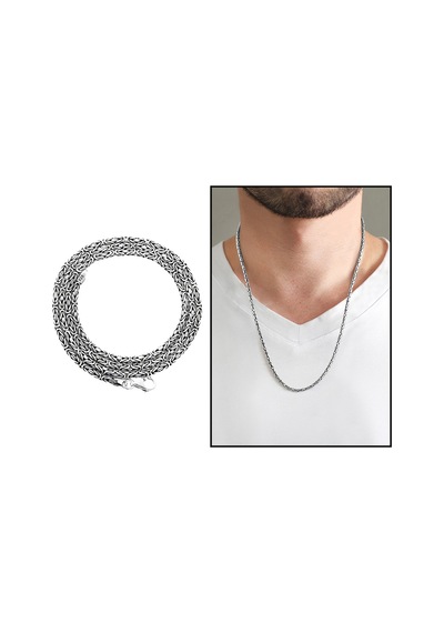 Tesbihane 925 Ayar Gümüş 60 Cm Uzunluk 3 Mm Genişlik 80 Mikron Kalınlık Erkek Kral Zincir
