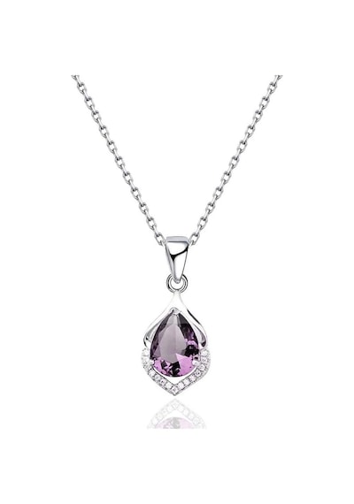 Brezza Lusso Jewelry Gümüş Ametist Taşlı Su Damlası Bayan Gümüş Kolye