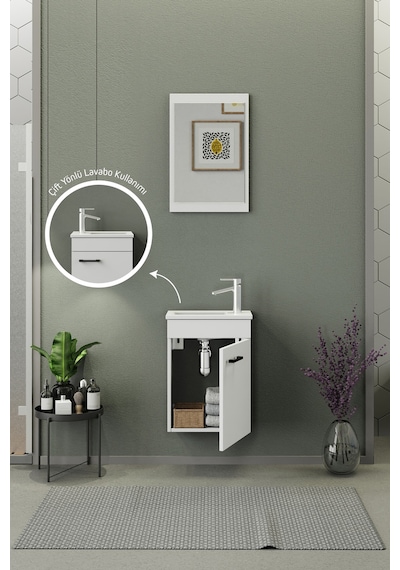 Biani Fix Arya Mini 42 Cm Banyo Dolabı,Seramik Lavabolu, Aynalı,Lavabo Dahil,Mdf,Mat Beyaz Biani Fix Arya Mini 42 Cm Banyo Dolabı,Seramik Lavabolu, Aynalı,Lavabo Dahil,Mdf,Mat Beyaz