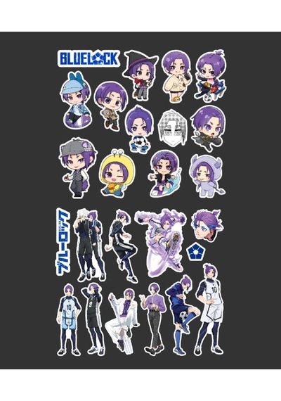 Bluelock-reo Mikage-parlak Kağıt -2li Sticker Set-telefon Süsleme Blue Lock Mor