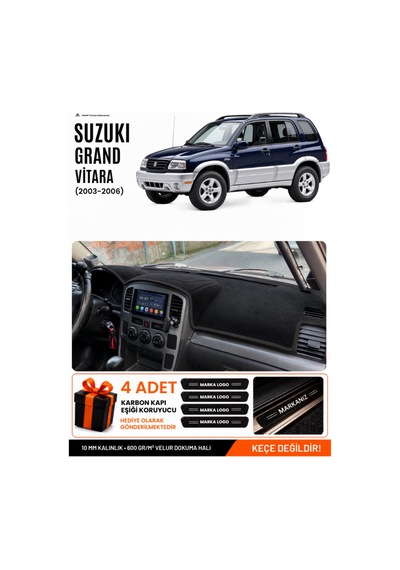 Suzukı Grand Vitara 2003-2006 Uyumlu Torpido Örtüsü, Torpido Kılıfı - Siyah