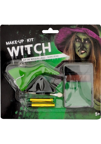 Halloween Cadılar Bayramı Cadı Makyaj Seti 6 Parça 3 Renk Far Paleti, Cadı Burnu, 2 Kalem, Sünger, Fırça Set Diğer