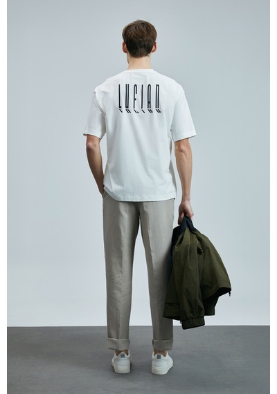 Lufian Helıx Modern Grafik T- Shirt Kırık Beyaz Kırık Beyaz 111020245100510 KIRIK BEYAZ
